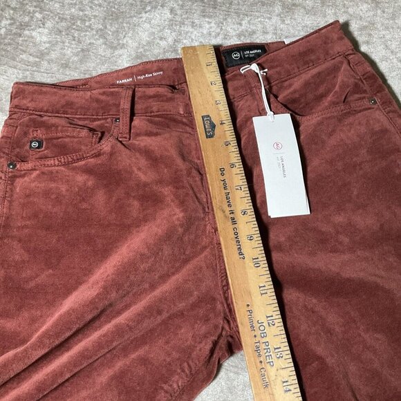 AG Adriano Goldschmeid The Farrah high rise jeans size 30 brown red preppy - Picture 12 of 16